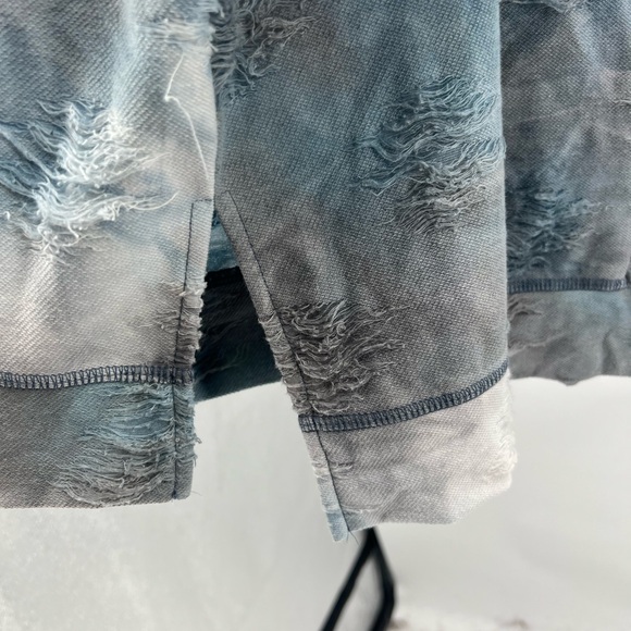 Easel S blue gray tie dyed short sleeve sweatshirt distressed oversized casual - Picture 7 of 9